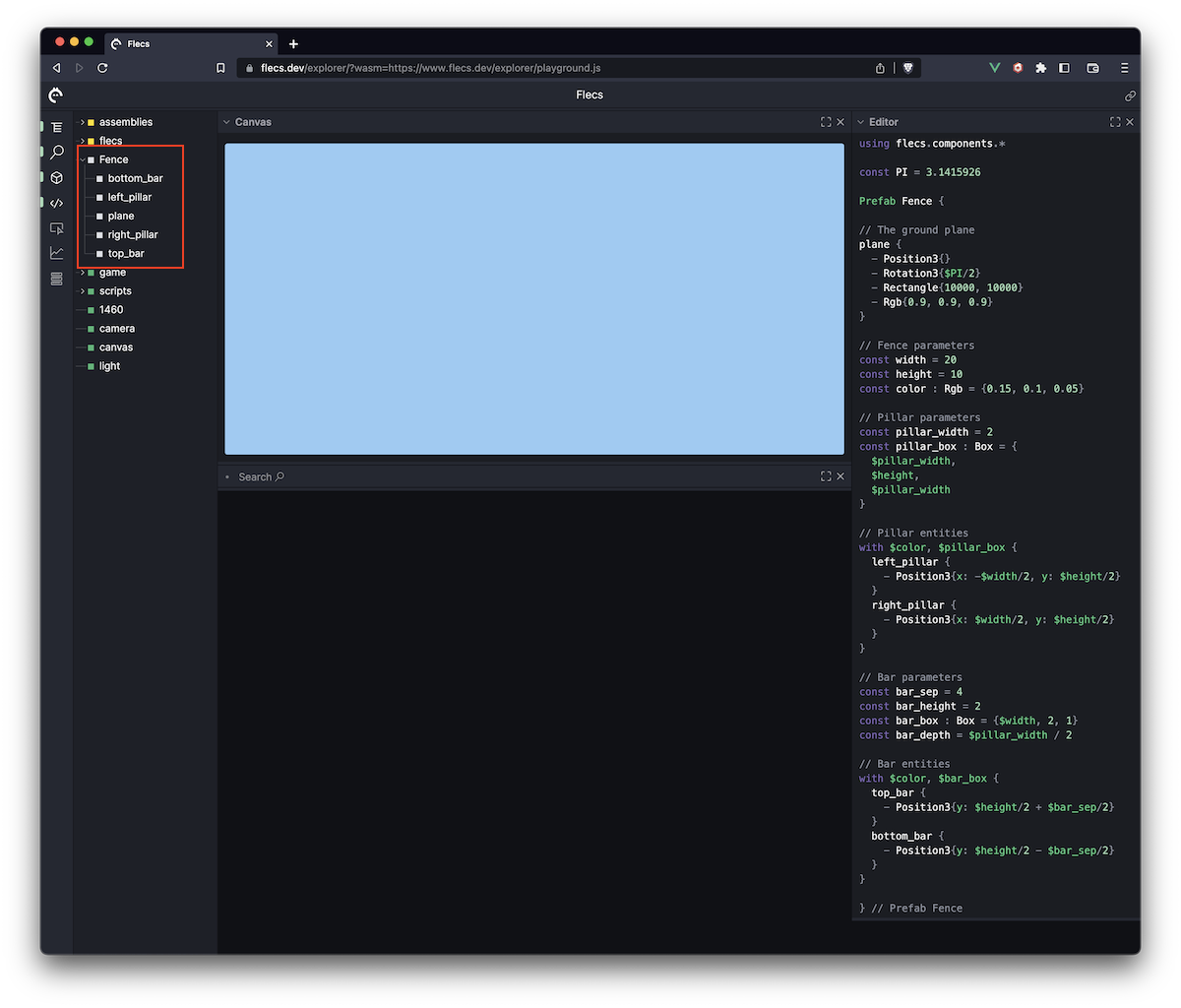a fence prefab hierarchy