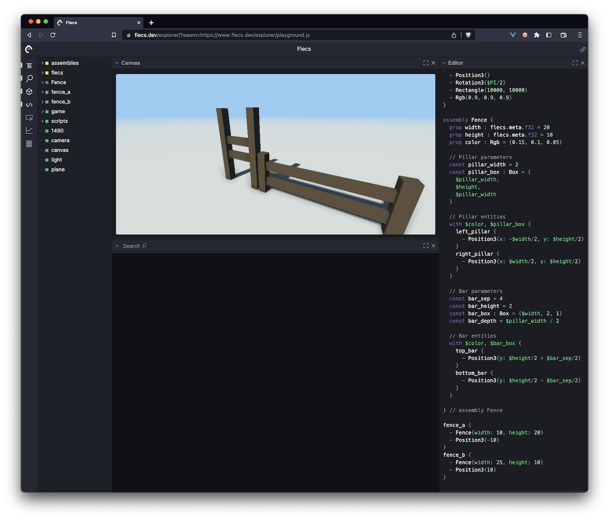 two instantiated fence assemblies